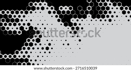 Hexagon Shapes Vector Abstract Geometric Technology Retrowave Sci-Fi Texture Isolated on Light Background. Halftone Hex Retro Simple Pattern