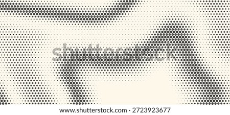 Hexagon Shapes Vector Abstract Geometric Technology Oscillation Wave Isolated on Light Background. Halftone Hex Retro Simple Pattern. Minimal 80s Style Dynamic Tech Wallpaper

