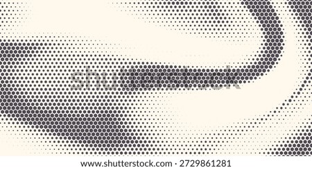 Hexagon Shapes Vector Abstract Geometric Technology Oscillation Wave Isolated on Light Background. Halftone Hex Retro Simple Pattern. Minimal 80s Style Dynamic Tech Wallpaper

