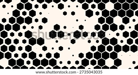 Hexagon Shapes Vector Abstract Geometric Technology Retrowave Sci-Fi Texture Isolated on Light Background. Halftone Hex Retro Simple Pattern. Eps10

