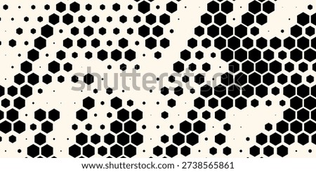 Hexagon Shapes Vector Abstract Geometric Technology Oscillation Wave Isolated on Light Background. Halftone Hex Retro Simple Pattern. Minimal 80s Style Dynamic Tech Wallpaper 