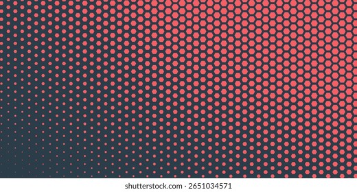 Formas Hexágonas Vetor Vermelho Tecnologia Geométrica Abstrata Retrowave Sci-Fi Textura Isolada no Fundo da Luz. Meio-Tom Hex Retro Padrão Simples. Estilo mínimo 80s Dynamic Tech Wallpaper