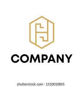 Hexagon sign Logo. Polygonal Logo template design