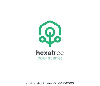 Hexagon with simple tree  logo