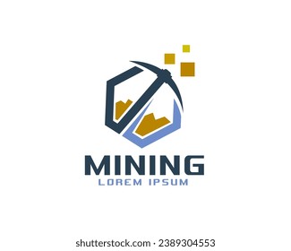 hexagon smart mining logo icon symbol design template illustration inspiration