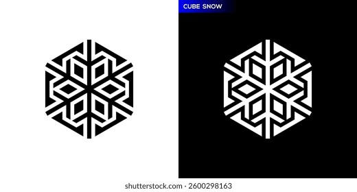 Hexagon snow logo. Winter, cold, snowflake. Icon symbol design template EPS 10.	