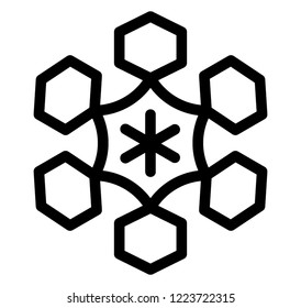 Hexagon snowflake line icon design, decorative snowflake 