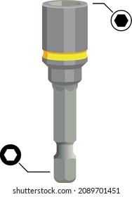 Impacto del interruptor de impacto del interruptor del tubo magnético de la llave de contacto del tubo del hexágono para la conducción de tornillos de cabeza hexagonal cuando se utiliza un controlador de impacto con efecto de impacto