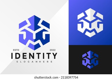 Hexagon Spartan Logo Design Vector illustration template