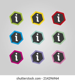 Hexagon speech bubble icon set. Abstract vector symbol.