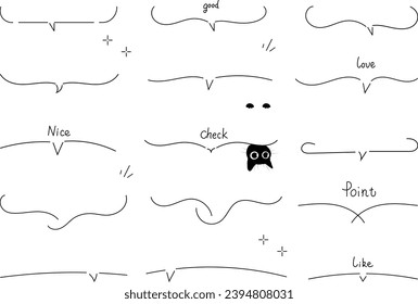 Hexagon speech bubbles with cat. Hand drawn vector illustration.