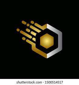 Hexagon with speed symbol vector logo template