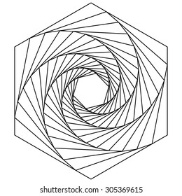 Hexagon spiral, line drawing, logo design, vector illustration