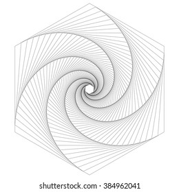 Hexagon spiral, line drawing, logo design, vector illustration