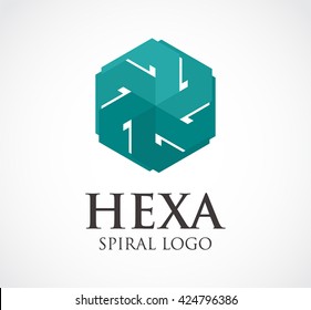 Hexagon spiral of professional abstract vector and logo design or template circle business icon of company identity symbol concept