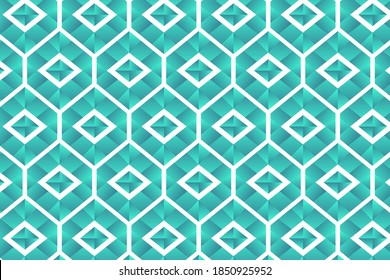 hexagon and square seamless pattern with blue light gradient color. like a Diamond shape isolated on white background. 