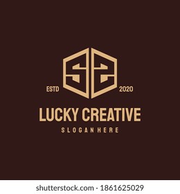 hexagon SS initial logo retro vintage vector template, S2 Logo