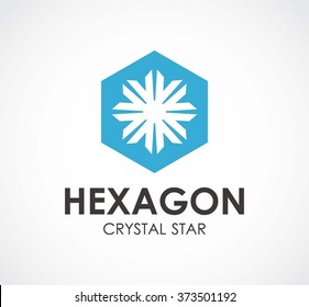Hexagon star of crystal abstract vector and logo design or template luxury light business icon of company identity symbol concept