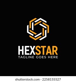 Hexagon Star Link Futuristic Modern Tech Logo design