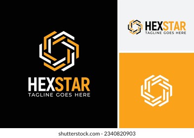Hexagon Star Link Futuristic Modern Tech Woven Weave Matte Ribbon Logo design