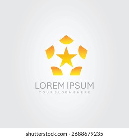 hexagon and star yellow creative logo