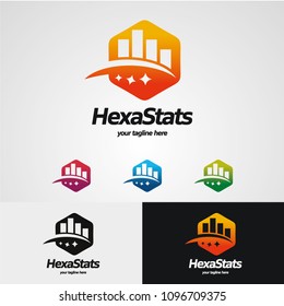 Hexagon Stats Logo Designs Template