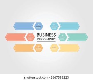 Hexagon step template for infographic for presentation for 6 element