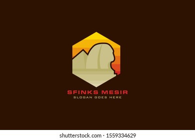 Hexagon stinks in mesir. Logo design template. Orange and soft gold colors. 