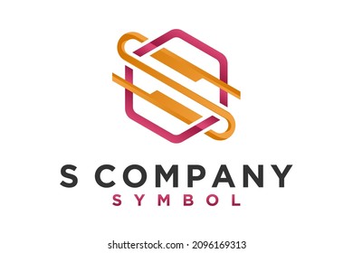 
Hexagón con rayas de color para la inspiración del diseño del logotipo inicial S