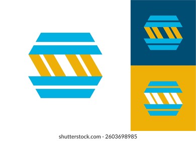 Hexagon with Stripes Logo Design
