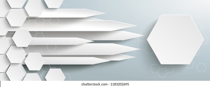 Hexagon structure with arrows on the gray background. Eps 10 vector file.