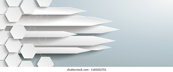 Hexagon structure with arrows on the gray background. Eps 10 vector file.