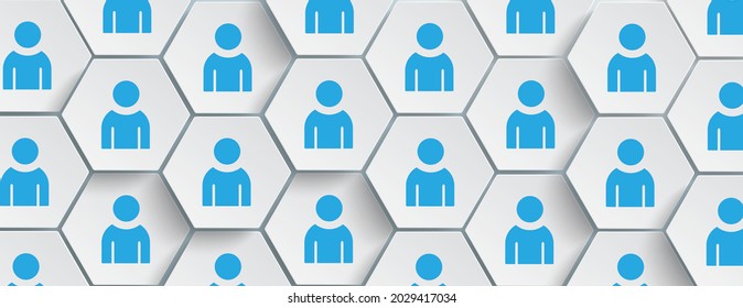 Estructura hexagonal con gente en el fondo gris. Archivo vectorial Eps 10.