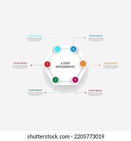 Hexagon style infographics chart with text and icons vector illustrations.
