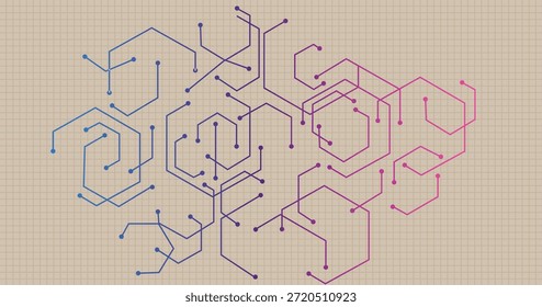 Placa de circuito de tecnología de estilo hexágono. Placa de circuito futurista. Vector eps10