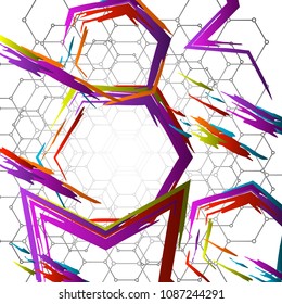 Hexagon style vector image. Colorful template for your projects.