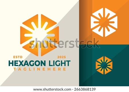 Hexagon Sun Light Logo Icon Vector Design Illustration