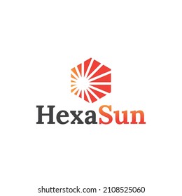 hexagon sun logo. simple and modern combination of hexagon shape and sun logo template.