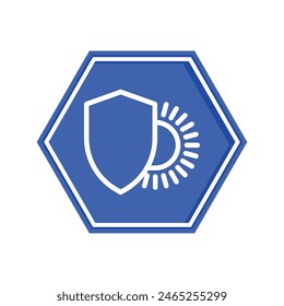 Hexagon sun protection UV flat icon vector illustration