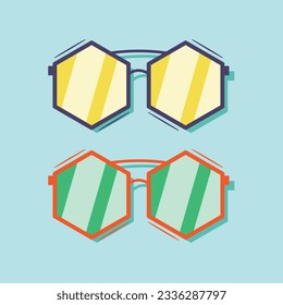 Hexagon-Sonnenbrille Vektorgrafik. flaches Cartoon-Vektorkonzept. flacher Cartoon-Stil.