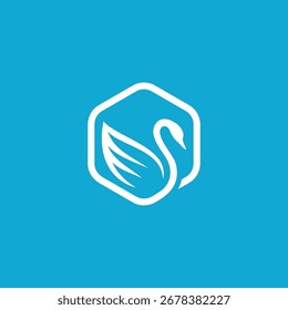 Ilustração do vetor do design do logotipo do cisne do hexágono