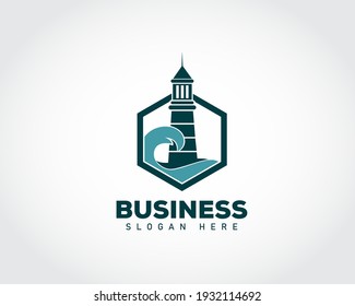 hexagon symbol light house logo symbol design illustration inspiration