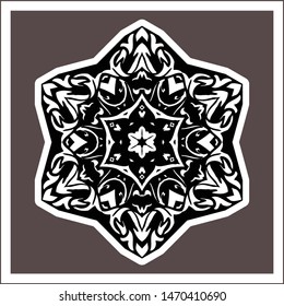 hexagon symmetrical ornamental ancient like flower, vector object