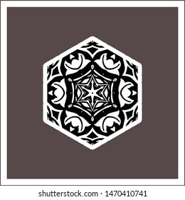 hexagon symmetrical ornamental ancient like flower, vector object