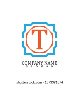 hexagon T letter illustration template design logo and symbol vector