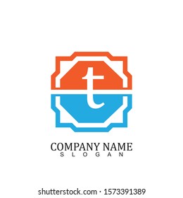 hexagon T letter illustration template design logo and symbol vector