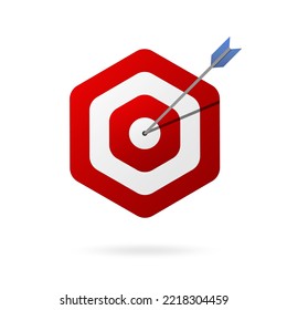 Hexagon Target arrow, Bulls eye shot icon, icon target vector.