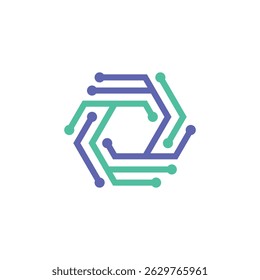 Hexagon IT or Tech Circuit Logo