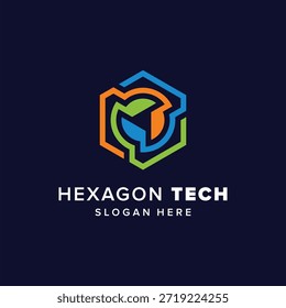 Hexagon Tech Connection Logo Elemento de diseño Vector Plantilla