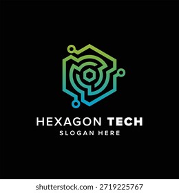 Hexagon Tech Connection Logo Elemento de diseño Vector Plantilla